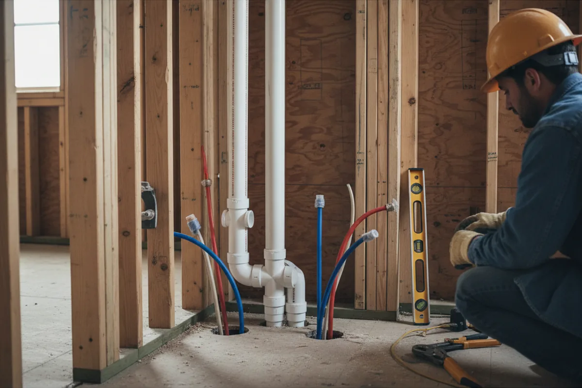 Drain and supply rough-in during Sump Pump Repair in Lincolnton