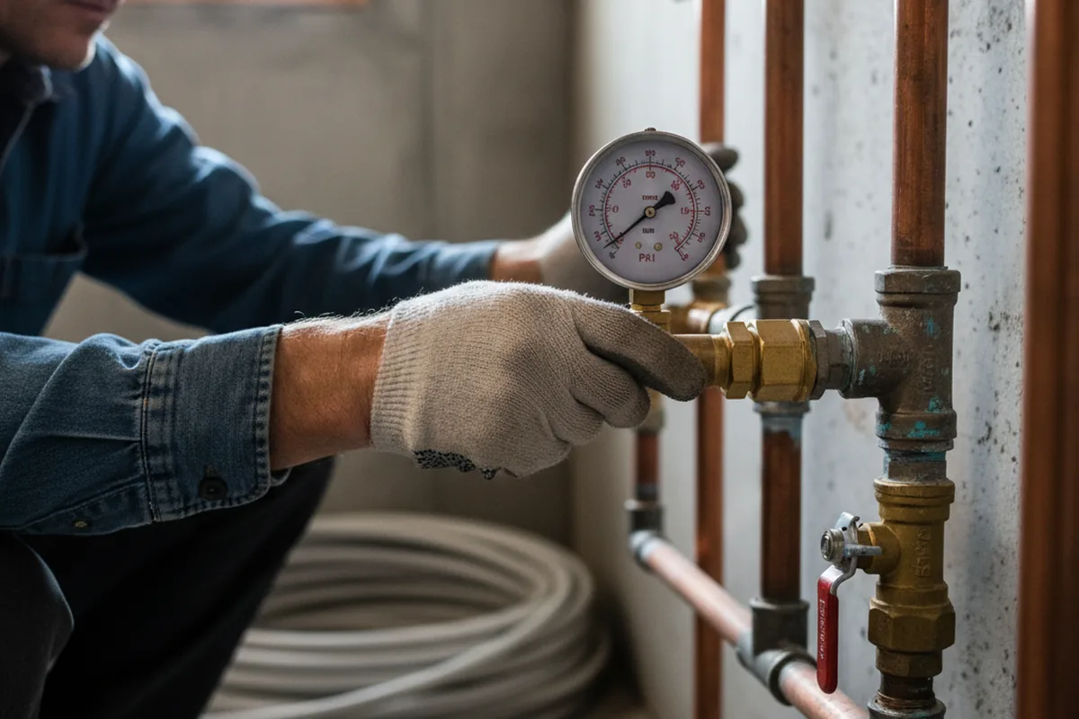 Pressure testing a repaired line during Water Line Repair in Lincolnton